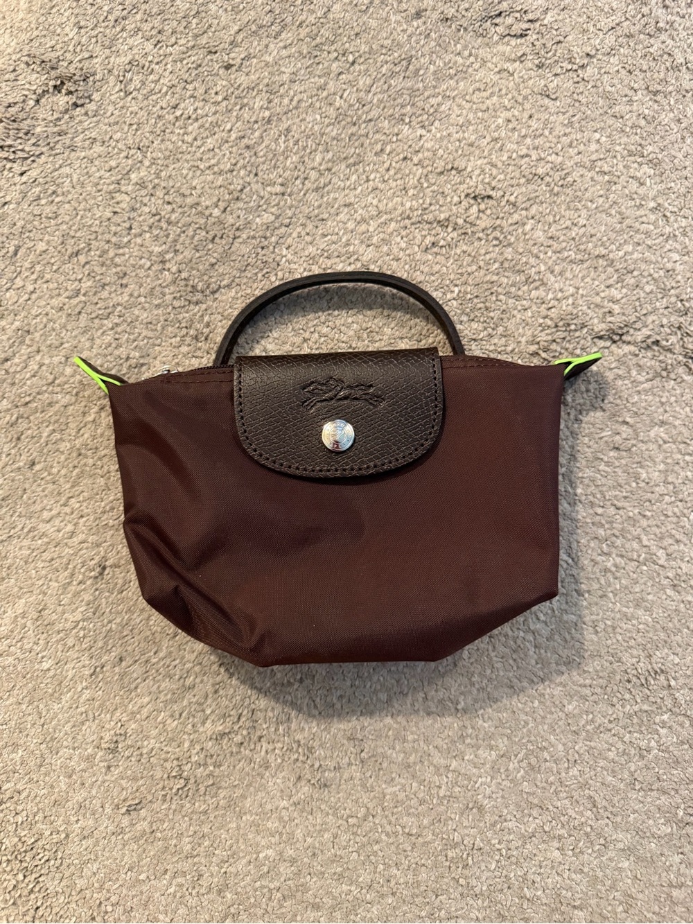 Longchamp | Le Pliage Mocha Brown Mini Pouch - Picture 3 of 5